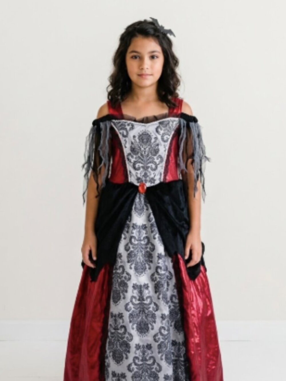 Vampire Gothic Queen Costume Kids Girl L (10-12) Red Black Halloween Cosplay
